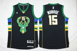 Maillot De Basket Milwaukee Bucks Greg Monroe 15 Tissus Sportif Fans Edition Noir